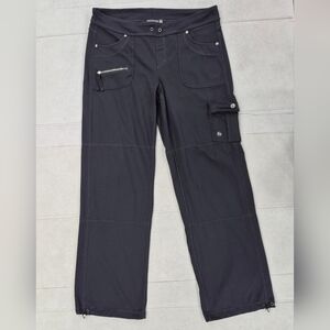 Athleta cargo pants women's large black jersey knit jogger bungee ankle stretch